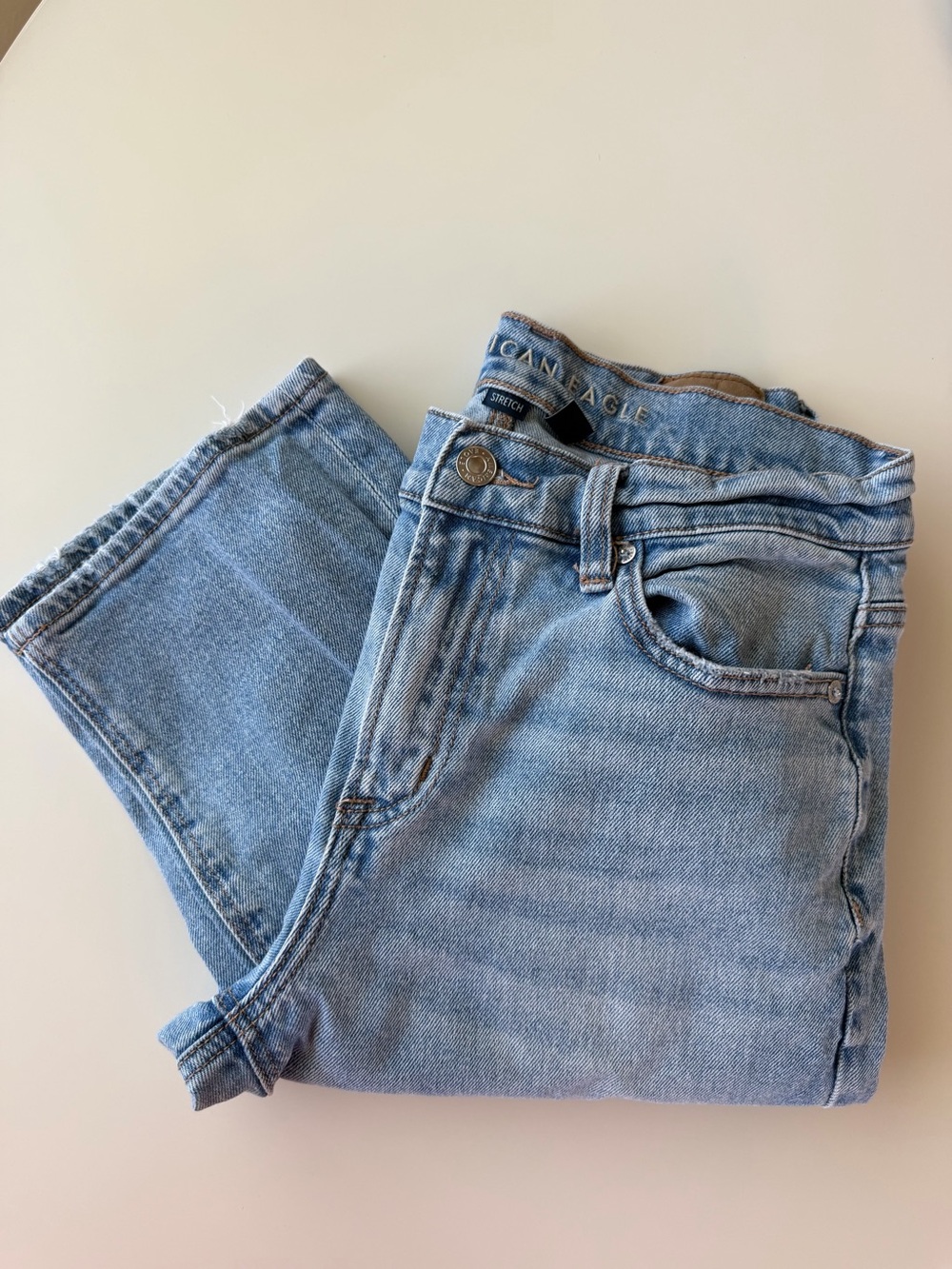 American Eagle Outfitters Light Blue Super High Waisted Straight Jeans